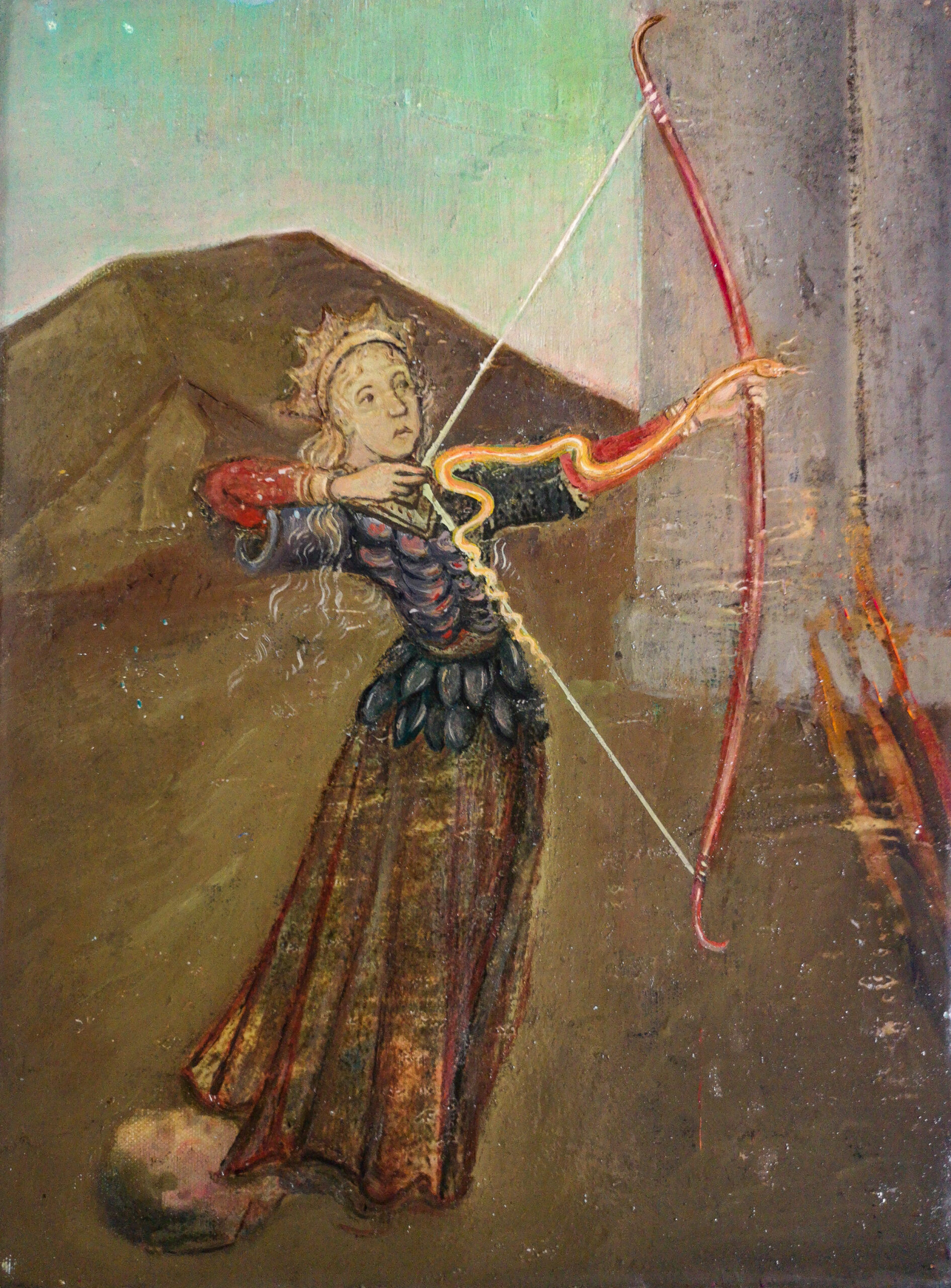 Thulsa Doom snake arrows, 2019, oil on canvas, 30 x 42 cm